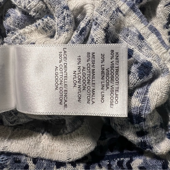 Lucky Brand Blue Patterned Tunic Peasant 3/4 Sleeve Top - Picture 8 of 11